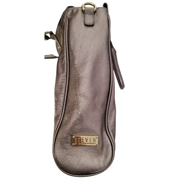 Steven By Steve Madden Metallic Tote Bag With Dual Handles & Zipper Accents - Picture 3 of 8